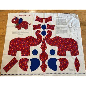 Tons of Love Elephant Fabric Cut & Sew Panels Lot Of 2 Cranston Print Works
